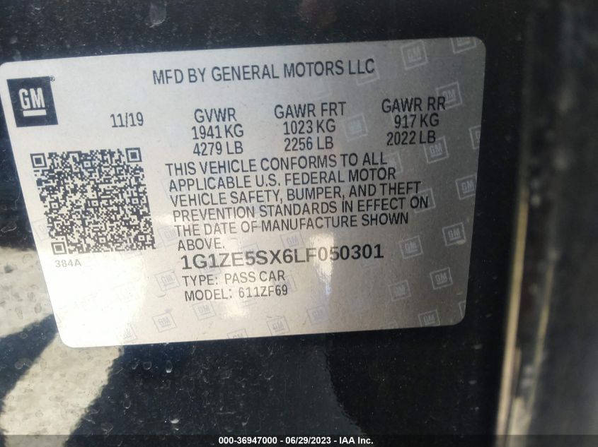 2020 CHEVROLET MALIBU PREMIER - 1G1ZE5SX6LF050301