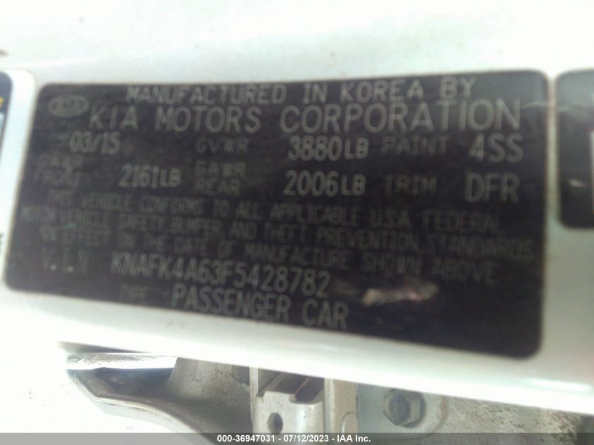 2015 KIA FORTE LX - KNAFK4A63F5428782