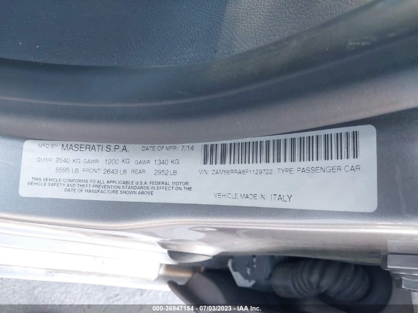 2015 MASERATI QUATTROPORTE S Q4 ZAM56RRA8F1129722