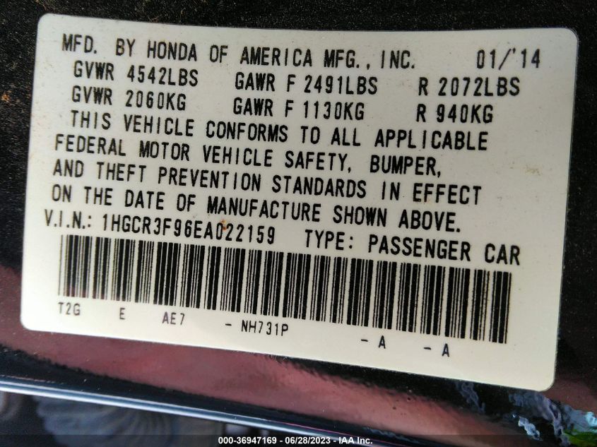 2014 HONDA ACCORD TOURING - 1HGCR3F96EA022159
