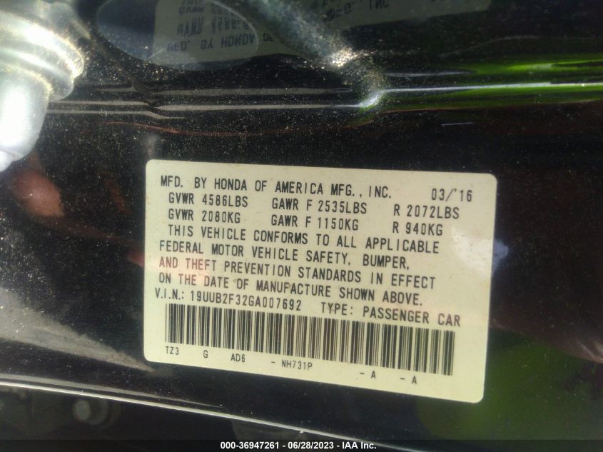 2016 ACURA TLX V6 - 19UUB2F32GA007692