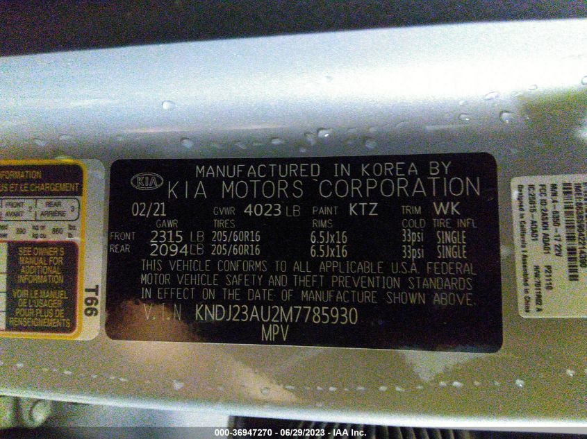 2021 KIA SOUL LX - KNDJ23AU2M7785930