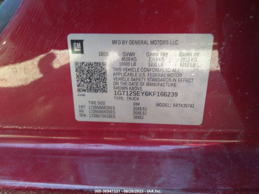 2019 GMC SIERRA 2500HD DENALI - 1GT12SEY6KF166239