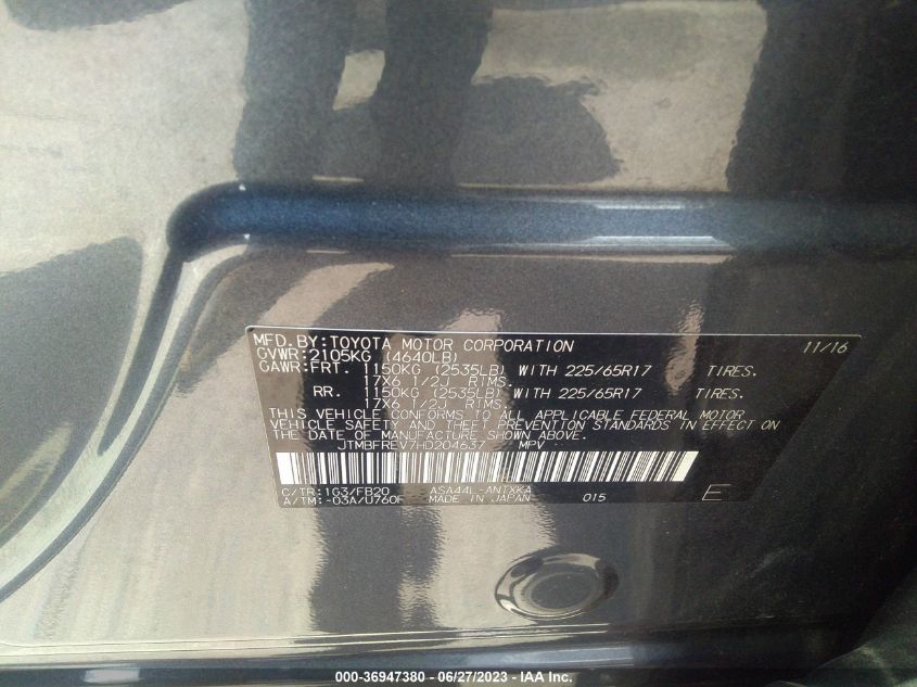 2017 TOYOTA RAV4 LE - JTMBFREV7HD204637