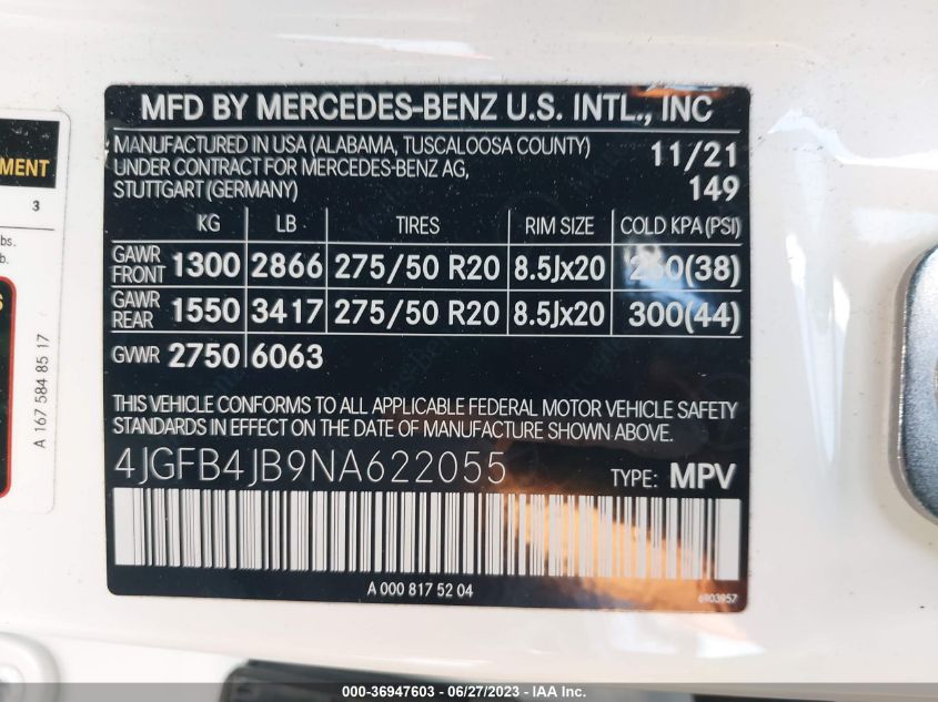 2022 MERCEDES-BENZ GLE 350 - 4JGFB4JB9NA622055