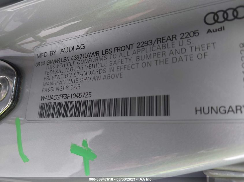 2015 AUDI A3 PREMIUM - WAUACGFF3F1045725