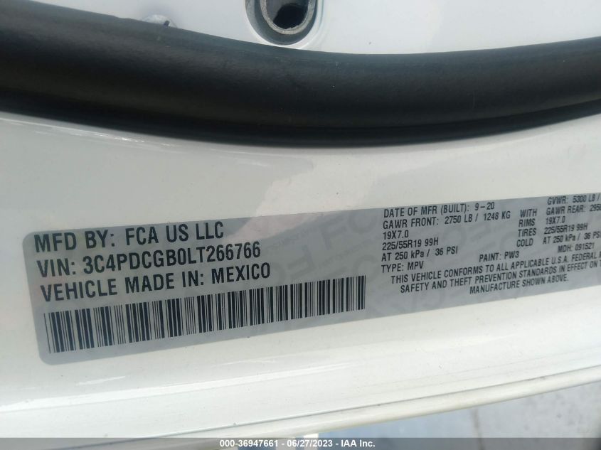 2020 DODGE JOURNEY CROSSROAD - 3C4PDCGB0LT266766