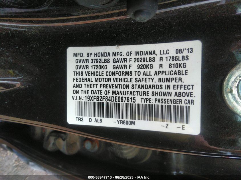 2013 HONDA CIVIC SDN EX - 19XFB2F84DE067615
