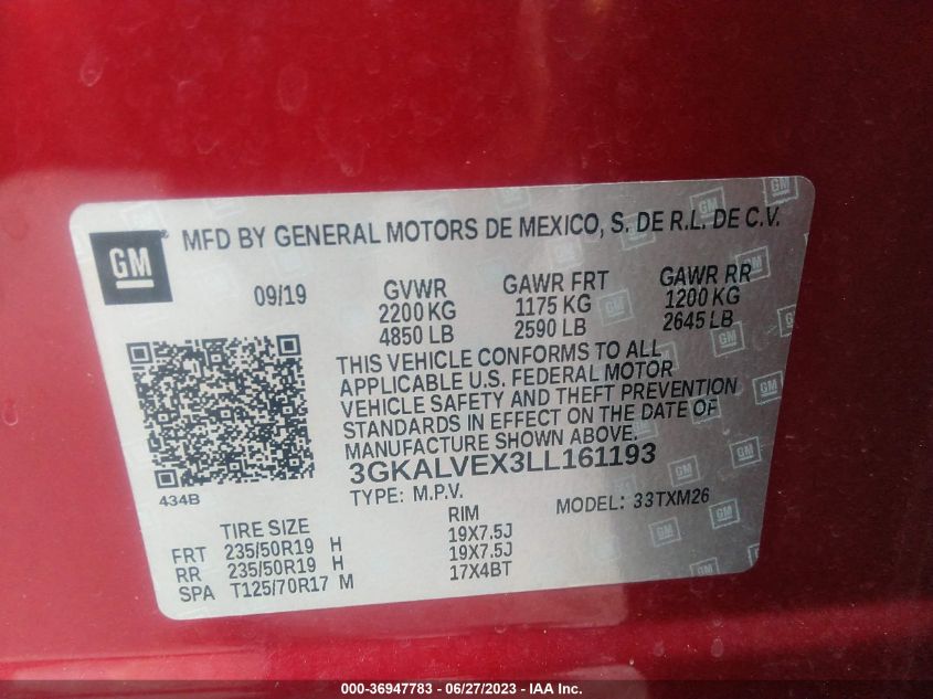 2020 GMC TERRAIN SLT - 3GKALVEX3LL161193