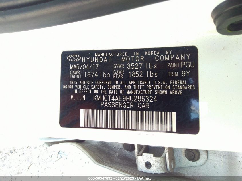 2017 HYUNDAI ACCENT SE - KMHCT4AE9HU286324