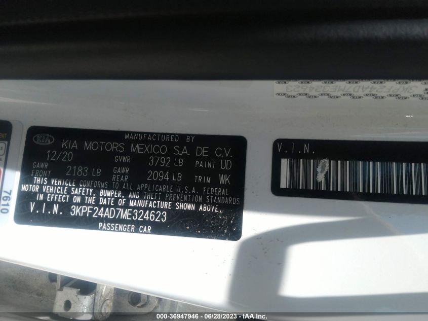2021 KIA FORTE LXS - 3KPF24AD7ME324623