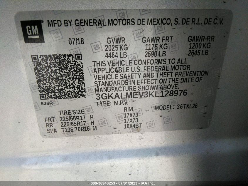 2019 GMC TERRAIN SLE - 3GKALMEV3KL128976