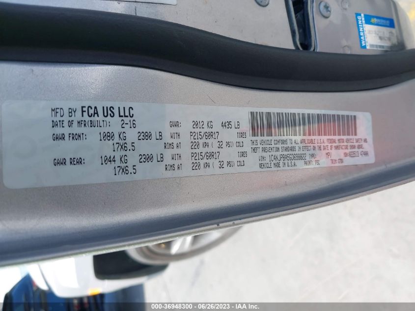 2016 JEEP PATRIOT SPORT SE - 1C4NJPBA5GD698822