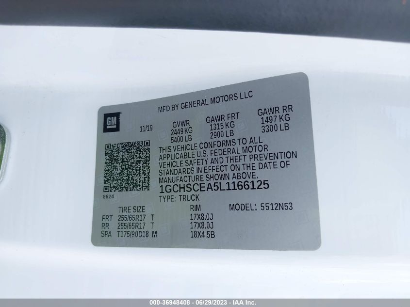 2020 CHEVROLET COLORADO 2WD LT - 1GCHSCEA5L1166125