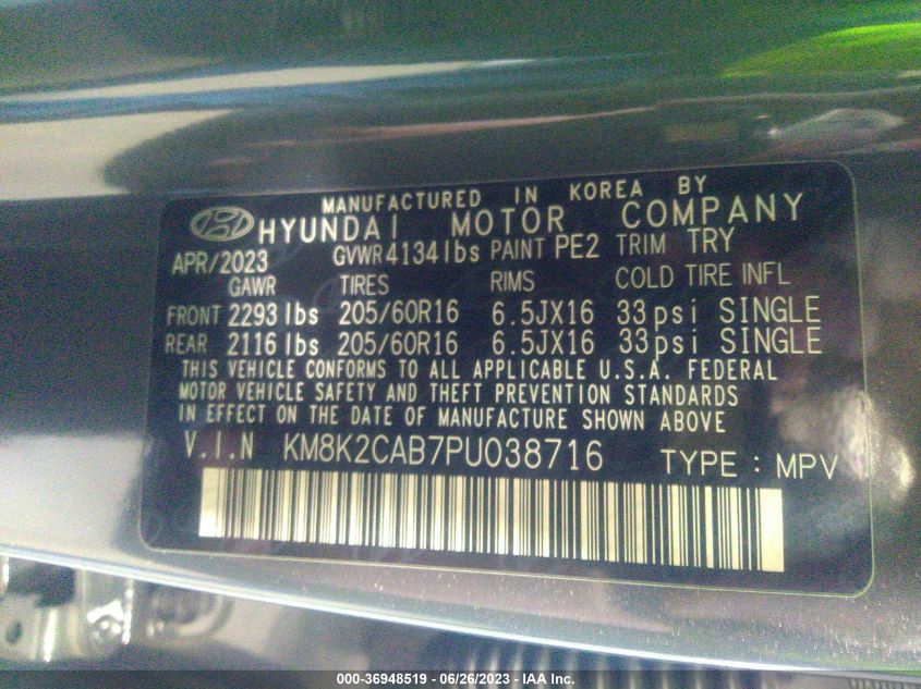 2023 HYUNDAI KONA SE - KM8K2CAB7PU038716