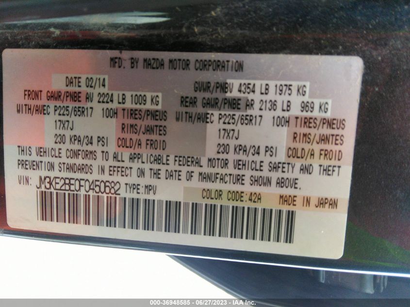 2015 MAZDA CX-5 SPORT - JM3KE2BE0F0450682
