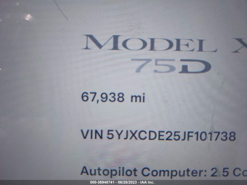 2018 TESLA MODEL X 75D/100D/P100D - 5YJXCDE25JF101738