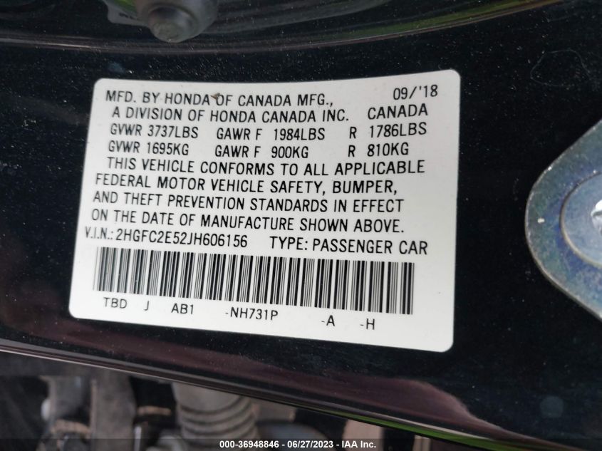 2018 HONDA CIVIC SEDAN LX - 2HGFC2E52JH606156