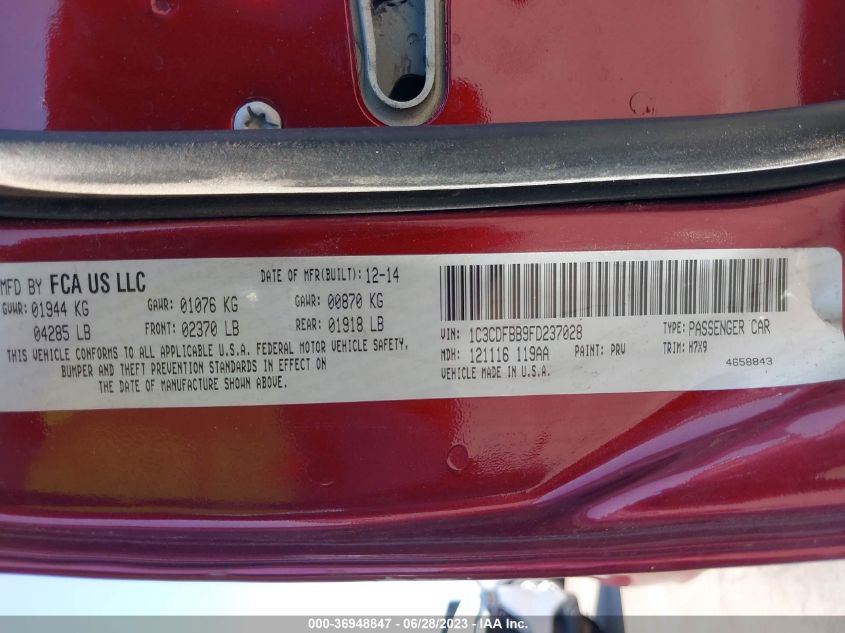 2015 DODGE DART SXT - 1C3CDFBB9FD237028