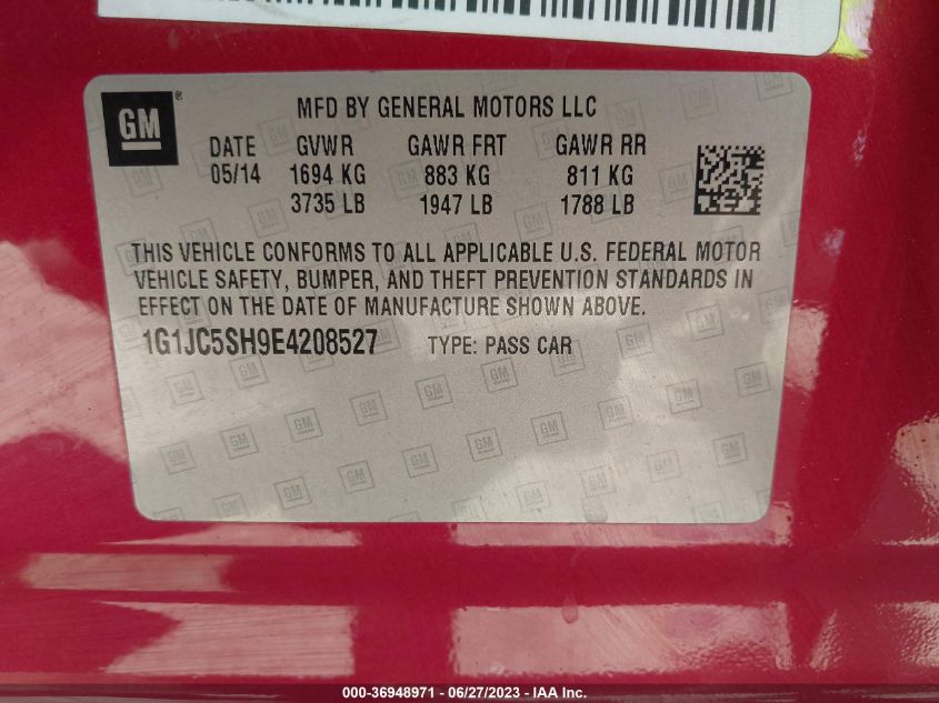 2014 CHEVROLET SONIC LT - 1G1JC5SH9E4208527