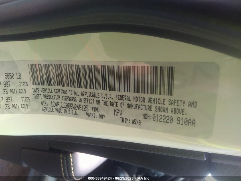 2016 JEEP CHEROKEE LATITUDE - 1C4PJLCB6GW248125