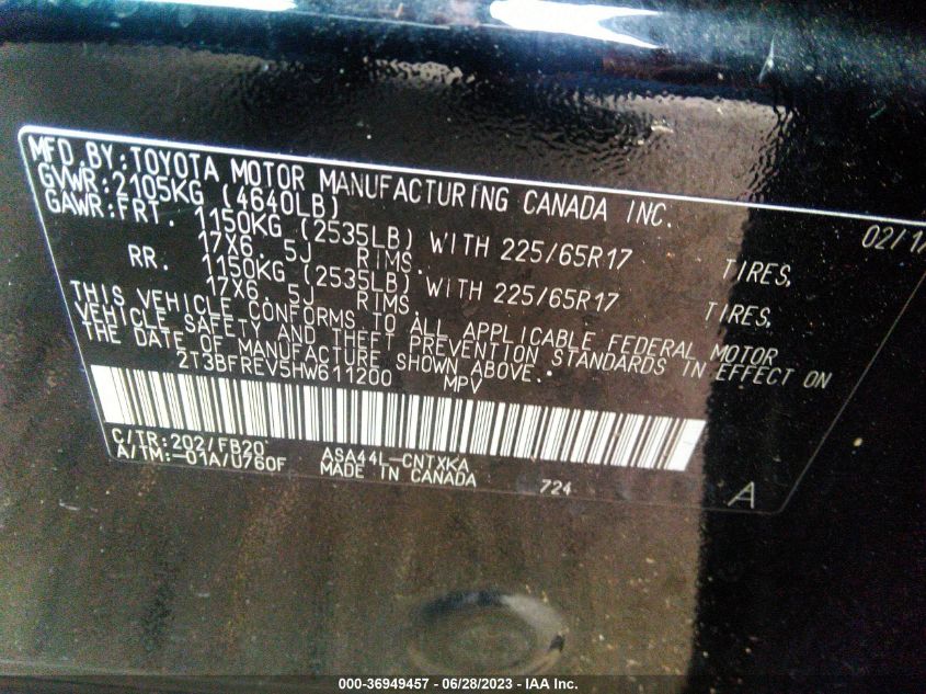 2017 TOYOTA RAV4 LE - 2T3BFREV5HW611200