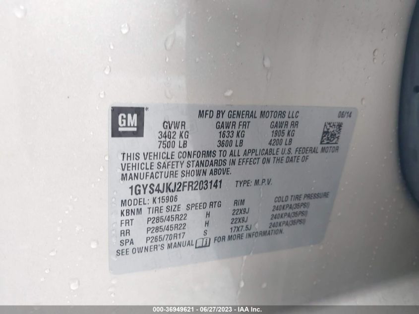 2015 CADILLAC ESCALADE ESV PREMIUM 1GYS4JKJ2FR203141