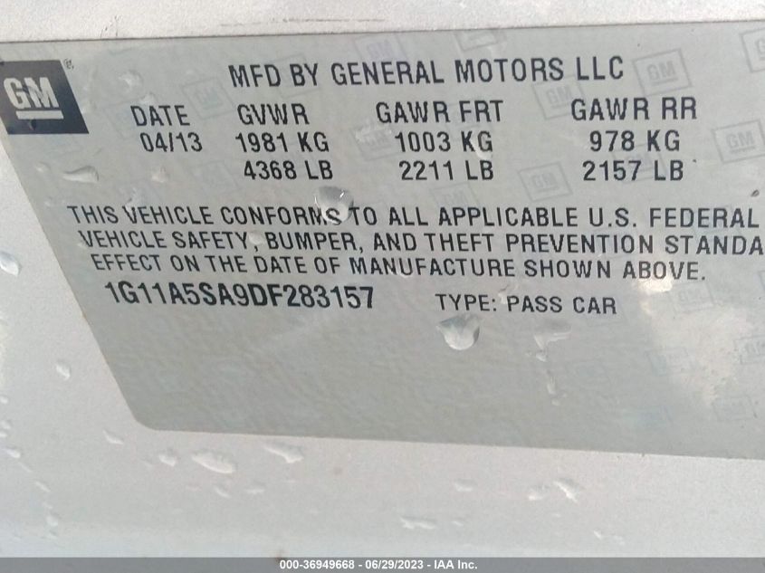 2013 CHEVROLET MALIBU LS - 1G11A5SA9DF283157