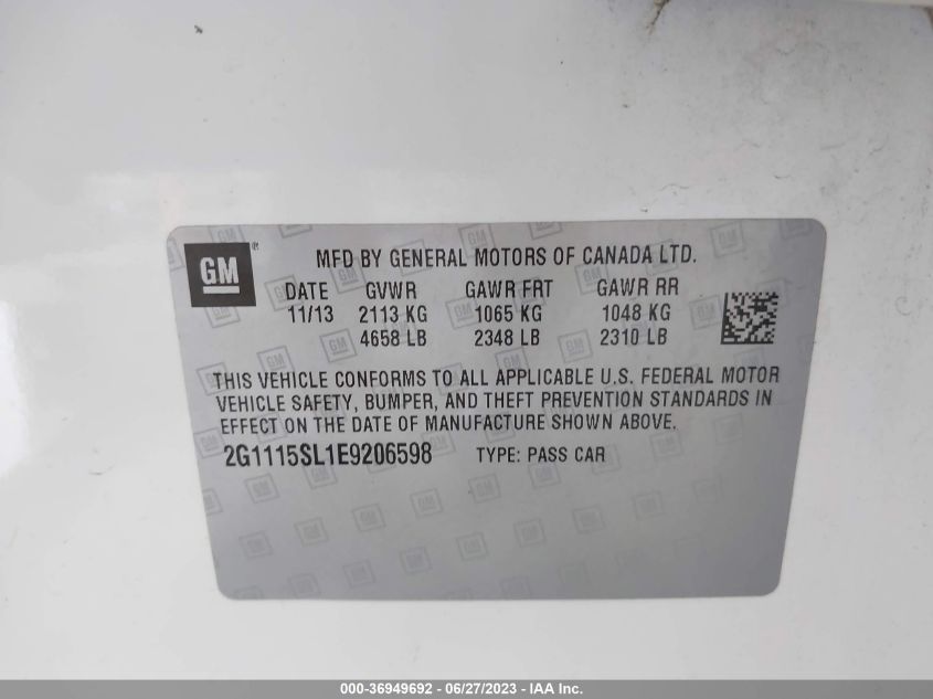 2014 CHEVROLET IMPALA LT - 2G1115SL1E9206598