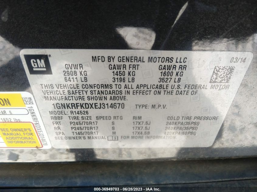 2014 CHEVROLET TRAVERSE LS - 1GNKRFKDXEJ314670