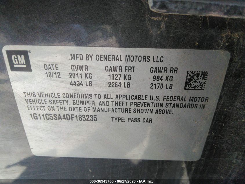 2013 CHEVROLET MALIBU LT - 1G11C5SA4DF183235