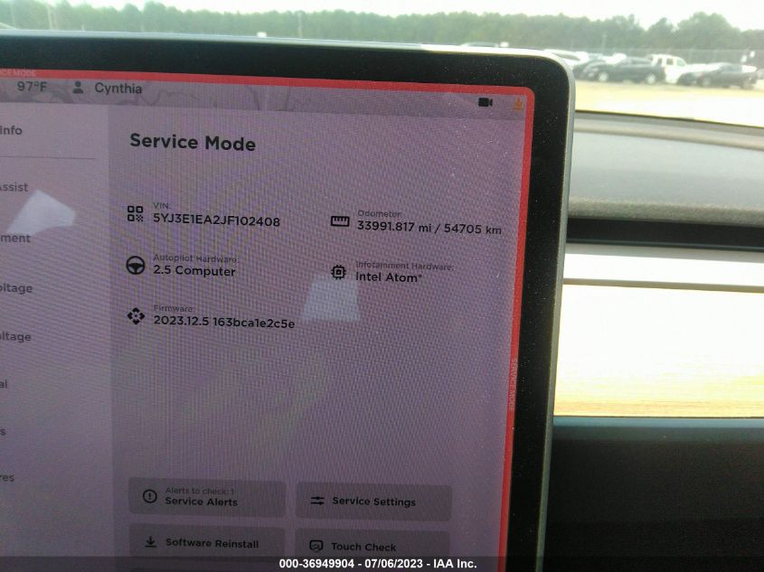 2018 TESLA MODEL 3 RANGE BATTERY - 5YJ3E1EA2JF102408