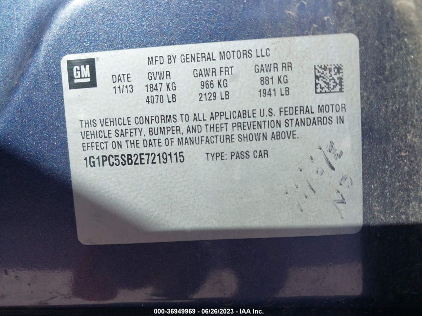 2014 CHEVROLET CRUZE 1LT - 1G1PC5SB2E7219115