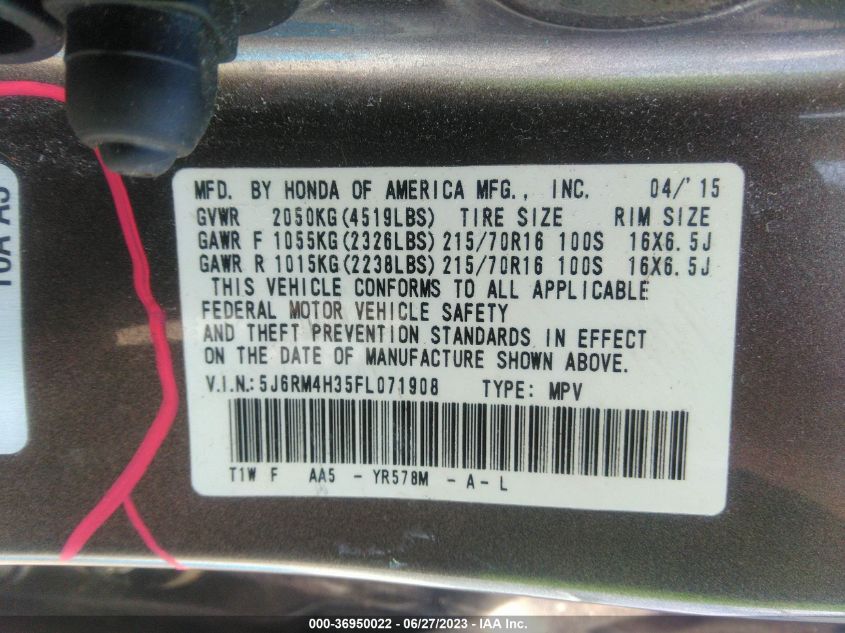 2015 HONDA CR-V LX - 5J6RM4H35FL071908