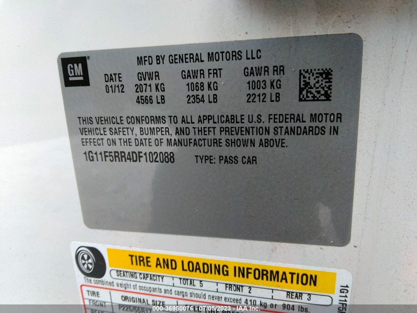 2013 CHEVROLET MALIBU ECO - 1G11F5RR4DF102088