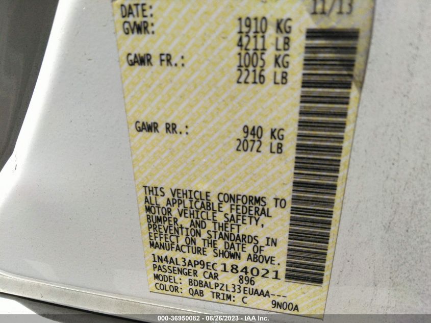 2014 NISSAN ALTIMA 2.5 - 1N4AL3AP9EC184021