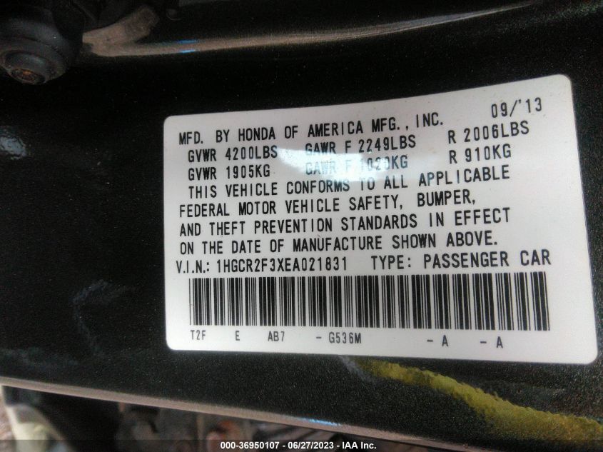 2014 HONDA ACCORD SEDAN LX - 1HGCR2F3XEA021831