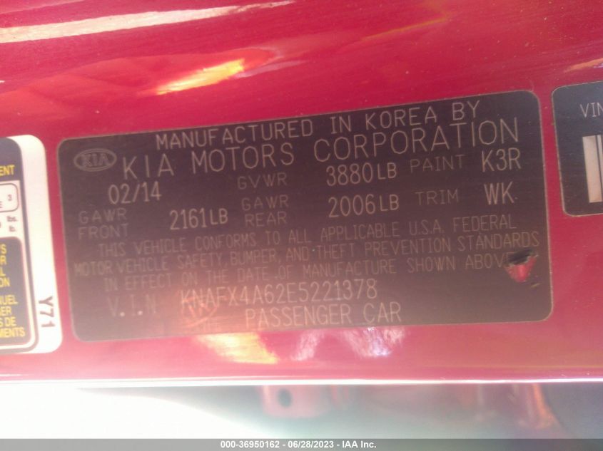 2014 KIA FORTE LX - KNAFX4A62E5221378