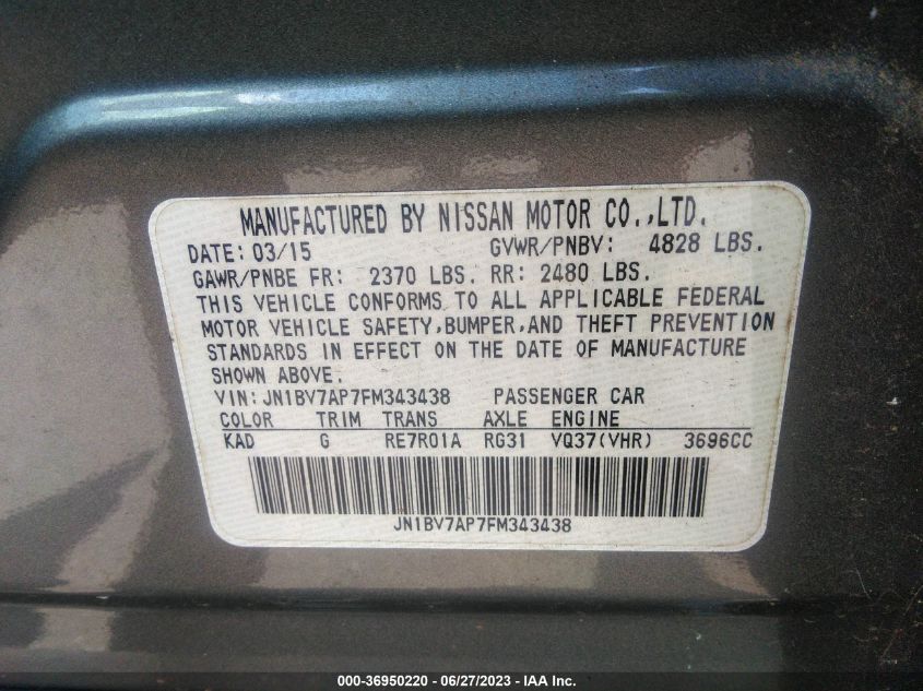 2015 INFINITI Q50 PREMIUM - JN1BV7AP7FM343438