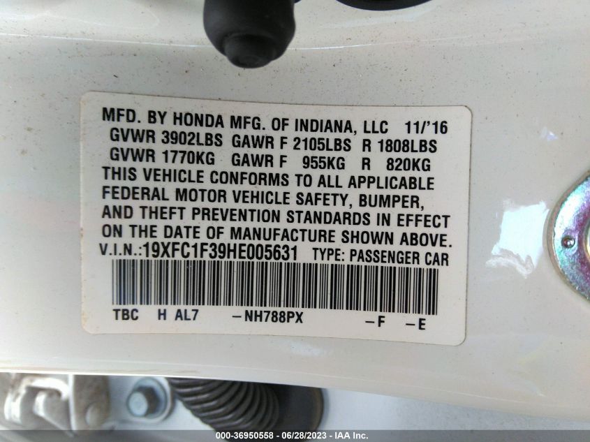 2017 HONDA CIVIC SEDAN EX-T - 19XFC1F39HE005631