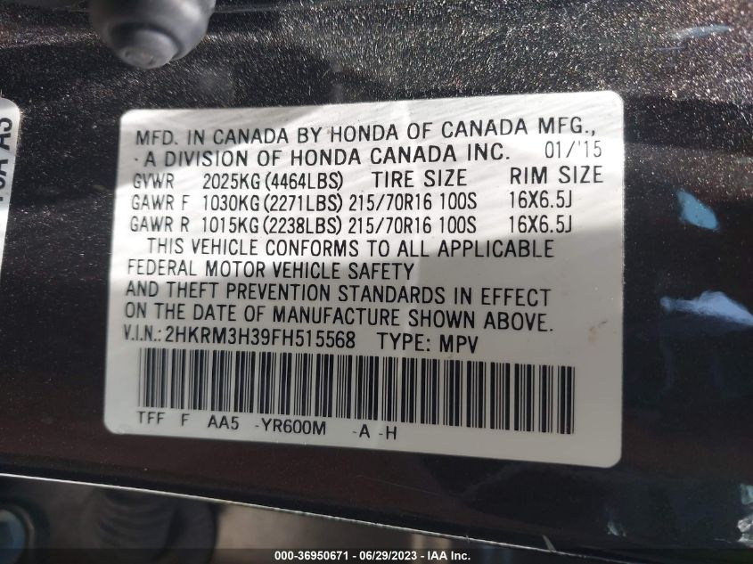 2015 HONDA CR-V LX - 2HKRM3H39FH515568