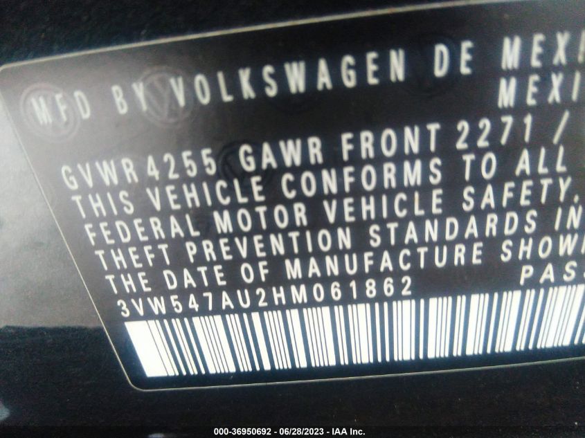 2017 VOLKSWAGEN GOLF GTI S/SE/AUTOBAHN/SPORT - 3VW547AU2HM061862