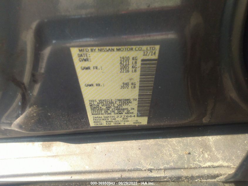 2015 NISSAN ALTIMA 2.5 S - 1N4AL3AP2FC227664
