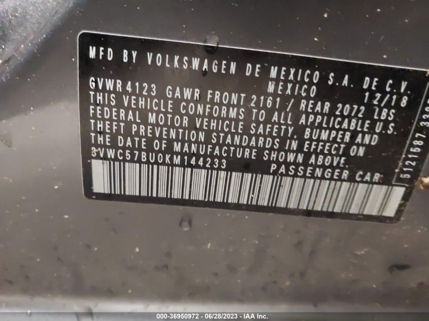 2019 VOLKSWAGEN JETTA S/SE/R-LINE - 3VWC57BU0KM144233