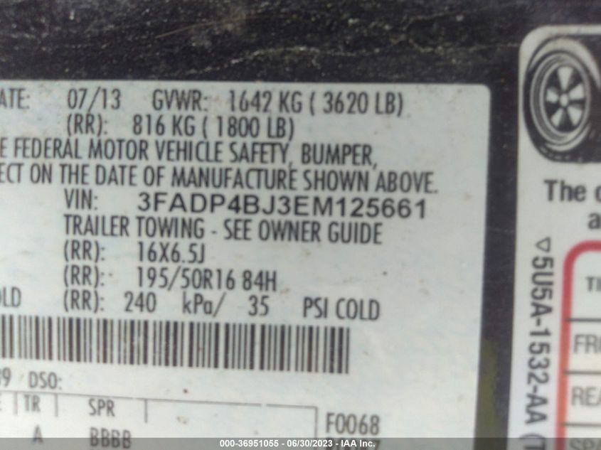 2014 FORD FIESTA SE - 3FADP4BJ3EM125661