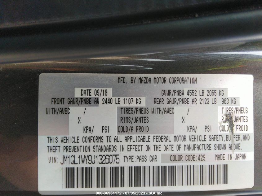 2018 MAZDA MAZDA6 GRAND TOURING RESERVE - JM1GL1WY9J1326075