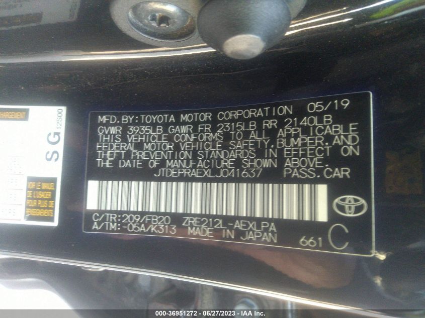 JTDEPRAEXLJ041637 Toyota Corolla LE 9