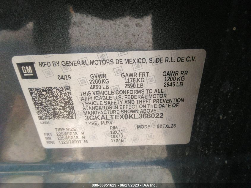2019 GMC TERRAIN SLE - 3GKALTEX0KL366022