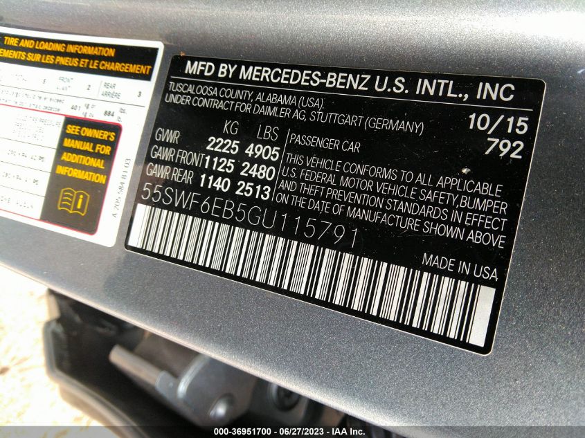 2016 MERCEDES-BENZ C 450 AMG 4MATIC - 55SWF6EB5GU115791