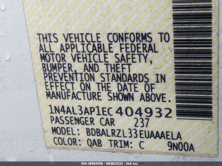 2014 NISSAN ALTIMA 2.5 S - 1N4AL3AP1EC404932